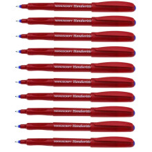 Manuskript Bl? h?ndskriftpenner Ergonomisk vaskbart bl?k - pakke 10