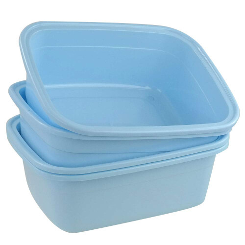 NICESH 4-Pack Plastic Dishpan 12 Quart Kitchen Wash Bin Blue