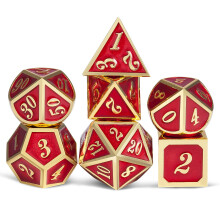 Ruby Red DND Metall Dice, 7PCS Metall D&D Dice Set för Dungeons and Dragons