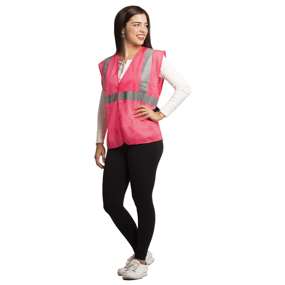 JORESTECH Safety Vest High Visibility Pink Mesh with 2"" Reflective Ta-image-OPC-PFKZVSW-NEW