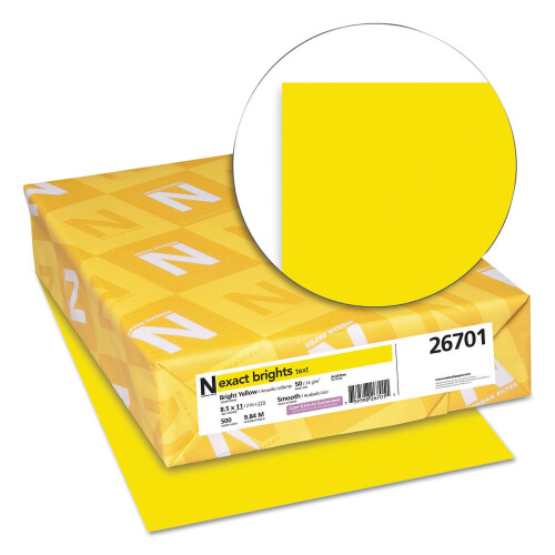 Exact Πολύχρωμο Χαρτί Αντιγραφής, 8-1/2" x 11", 50lb, Φωτεινό Κίτρινο, 2 Πακέτα, 26701 1