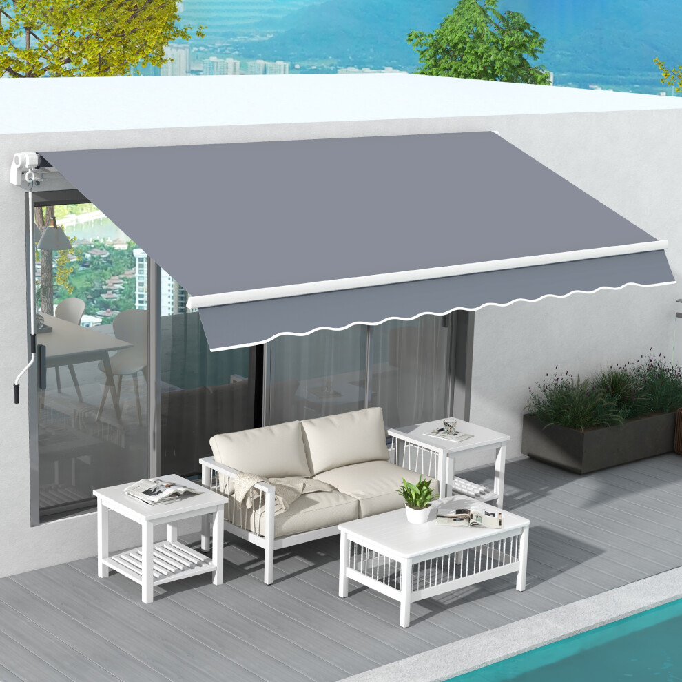 Outsunny Garden Sun Shade Canopy Retractable Awning, 4 x 3(m), Grey