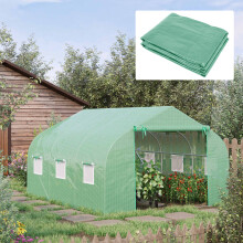 Outsunny Walk In Greenhouse Cover Replacement Growhouse PE Cover 3.5x3x2m Green