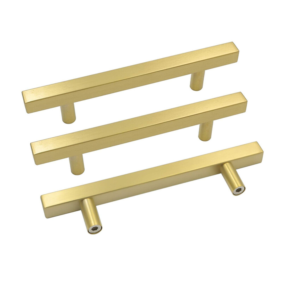 Goldenwarm Gold Cabinet Pulls Brushed Brass Cabinet Handles 5 Pack Ls1212gd102 Square Gold Drawer Pulls Cabinets Dresser Pulls 715624602775