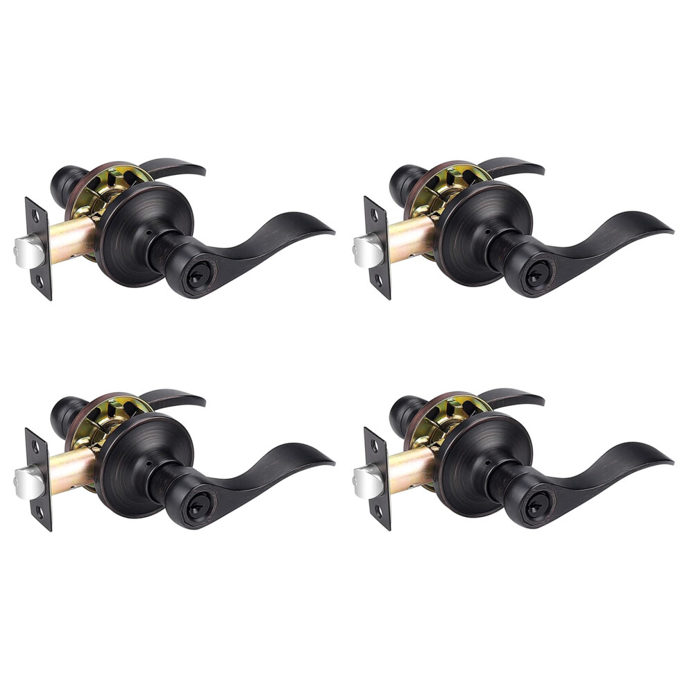Probrico (4 Pack Entrance Lever Door Handle Oil Rubbed Bronze Entry L 710328647718