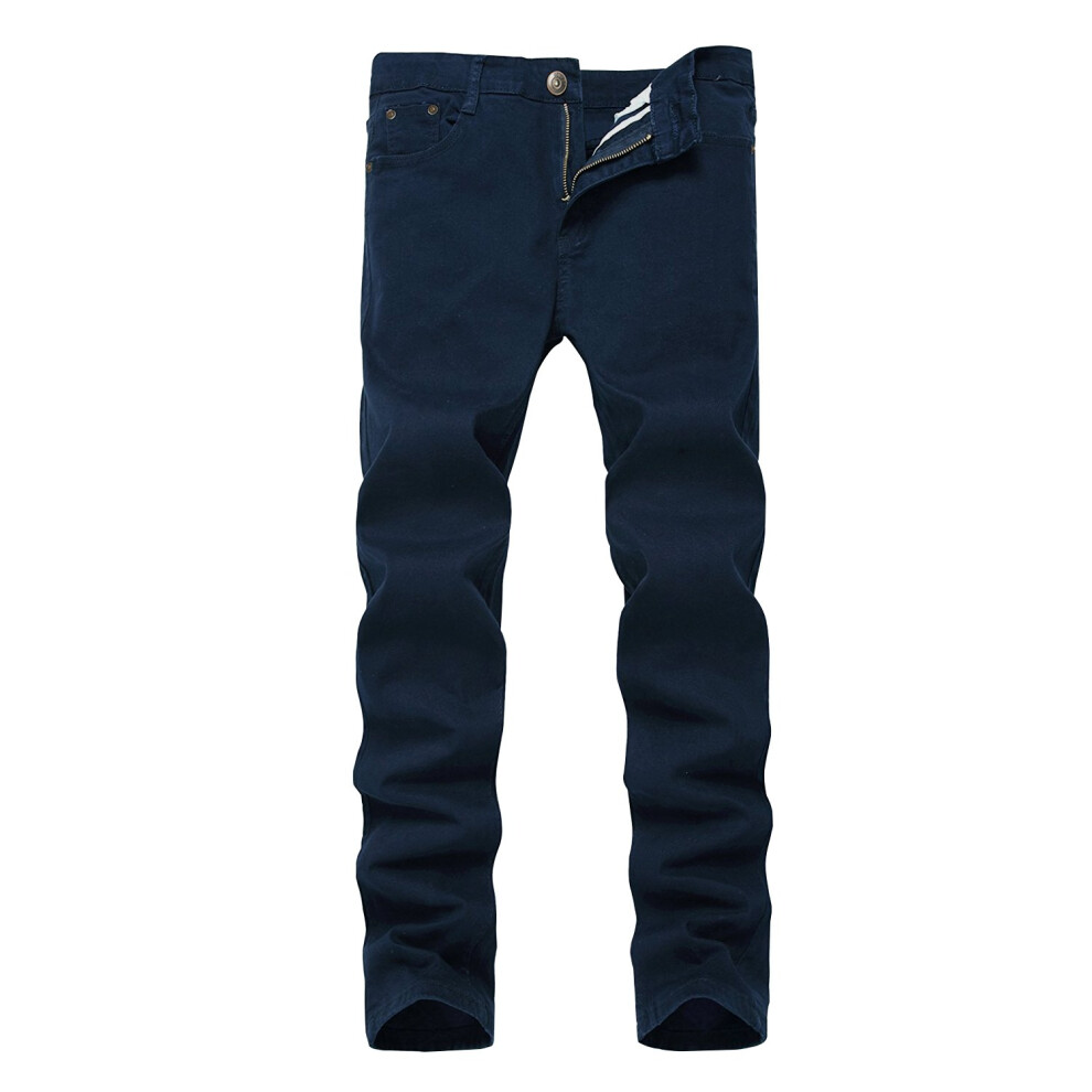 WULFUL Jean slim stretch coupe droite pour homme Bleu marine 28W x 31L