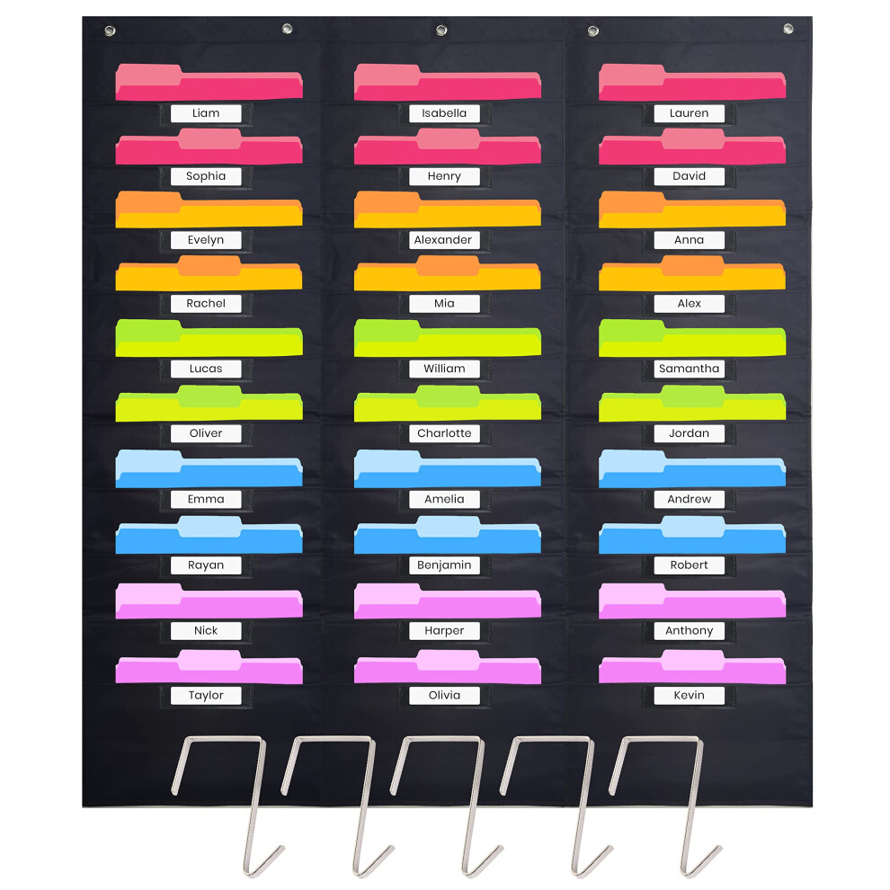 Hippo Creation Heavy Duty Storage Pocket Chart For Classroom With 30 Nametag Pockets