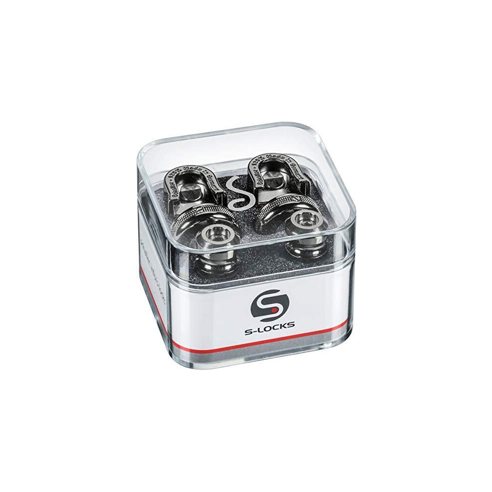 Schaller S Locks - Coppia Di Chiusure E Pulsanti Per Tracolla Chitarra, Colore: Nero Cromato-image