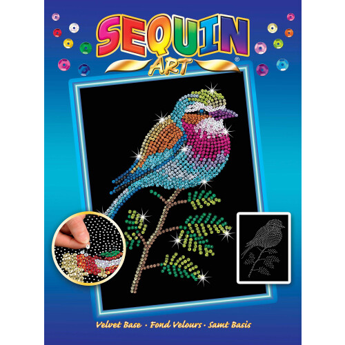 Sequin Art Lilac Breasted Roller Design from The Blue Range 28 x 37 cm