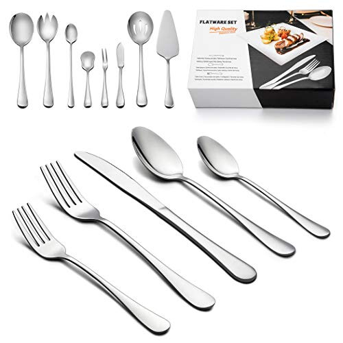 Silverware Set with Serving Pieces  LIANYU 48-Piece Flatware Set Servi