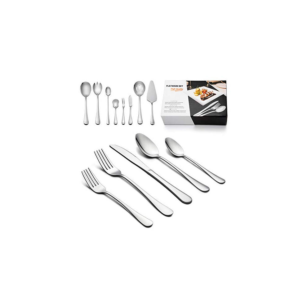 Silverware Set with Serving Pieces LIANYU 48-Piece Flatware Set Servi