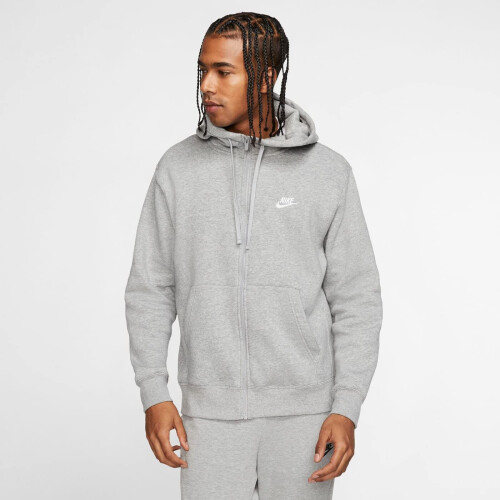 Nike Nike Ανδρικό Φούτερ Club Fleece με Φερμουάρ, Γκρι Σκούρο/Μεταλλικό Ασημί/Λευκό, M 2