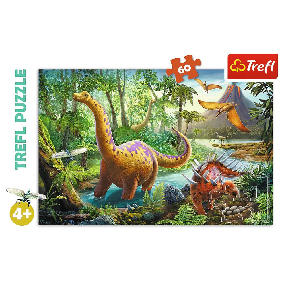 Trefl Red Dinosaur Migration 60 Piece Jigsaw Puzzle Print Diy Puzzle