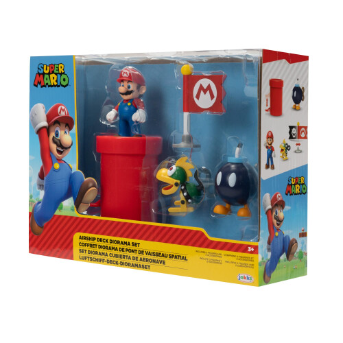 Super Mario Super Mario 2.5 """" Action Figures Bowsers Airship Deck Diorama Playset 2