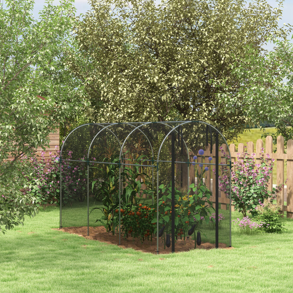 Outsunny Fruit Cage, Plant Protection Tent, 1.2 X 3.6 X 1.9M, Black