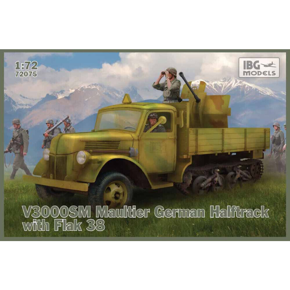 Maxpower Ibg Models 72075 V3000sm Maultier With Flak 38 1:72 Plastic Model Kit