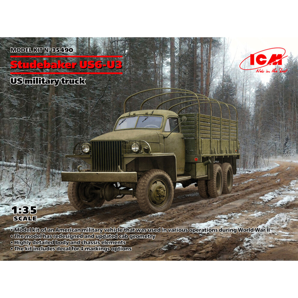 New Maxpower Icm 35490 Studebaker Us6-U3 Us Military Truck 1:35 Model Kit