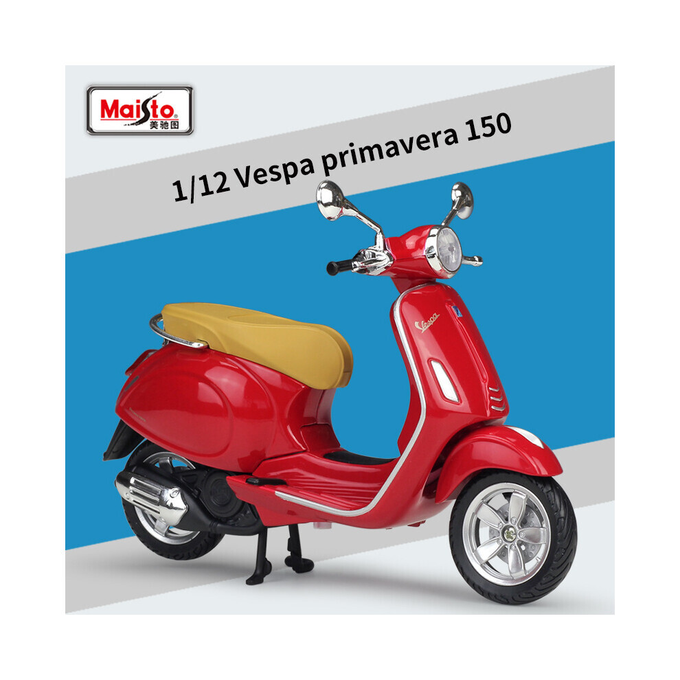 Maxpower (Red) Maisto 1:12 Vespa Primavera 150 Alloy Motorcycle Model Simulation Diecast Red