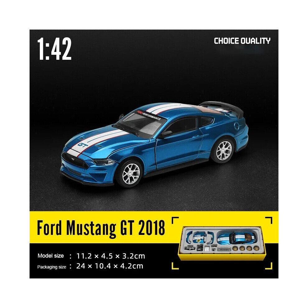(Ford Mustang blue) CCA 1/42 2018 Ford Mustang GT Die-cast Alloy Model sports car modified assembly series Toy Car Gift-image-OPC-PG9GVCR-NEW