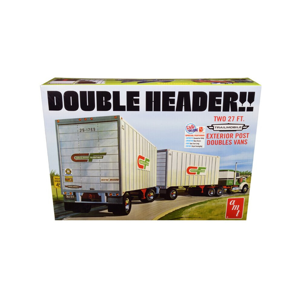 Maxpower Amt Skill 3 Model Kit Trailmobile Double Header Tandem Van Trailers 1/25 Scale Model By Amt