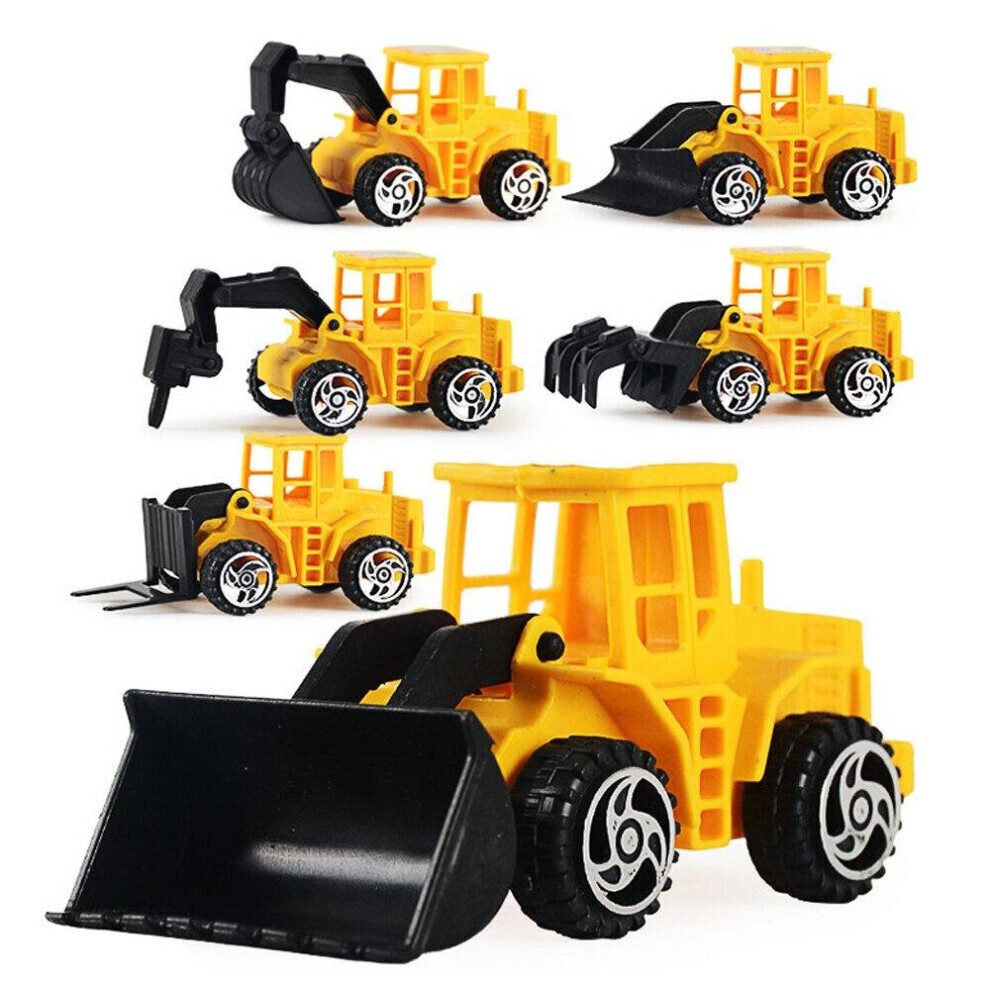 Maxpower 6 Pcs Mini Construction Vehicle Sliding Inertial Bulldozer Excavator Diecast Car Model Toy Set For Kids
