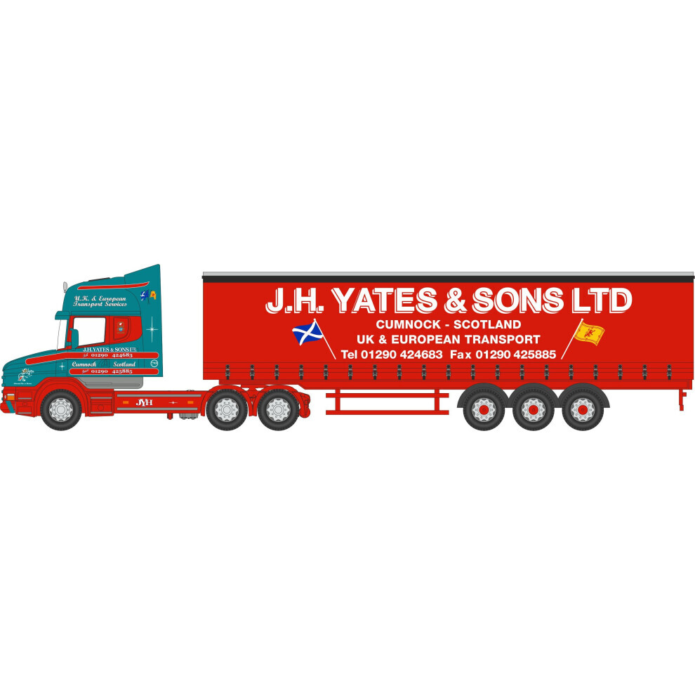 Maxpower 1:76 Oxford Diecast Scania T Cab Topline Curtainside J H Yates And Sons Ltd - 176 Scania Oxford T Cab Topline Curtainside