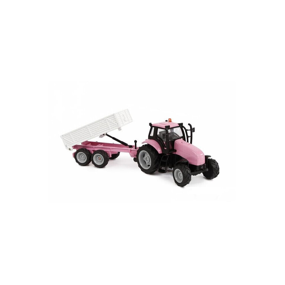 Maxpower 1-32 Scale & Sound Tractor With Trailer Diecast Light/Pink