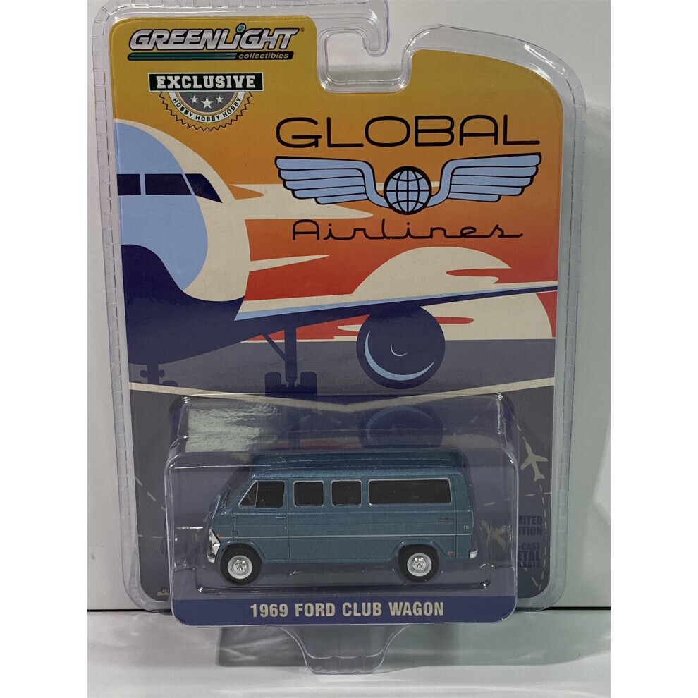 Maxpower 1969 Ford Club Wagon Global Airlines 1:64 Scale Greenlight 30129