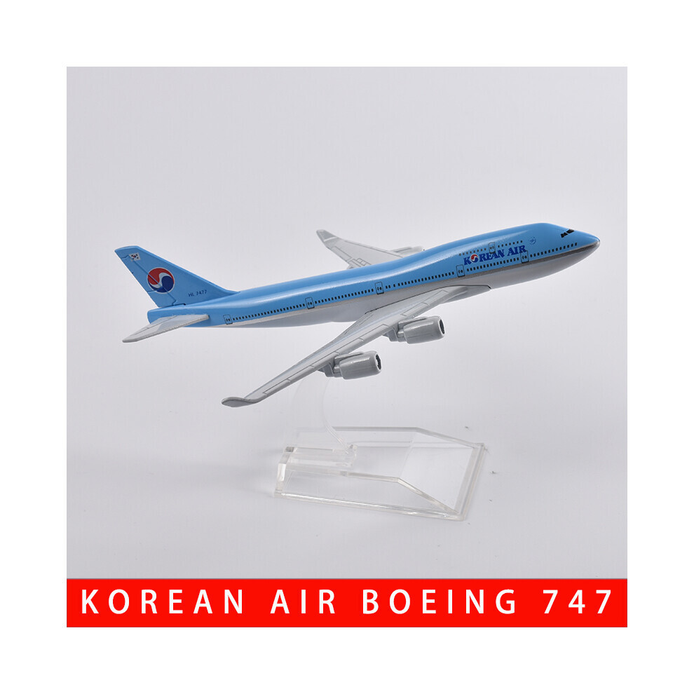 Maxpower (Korean Air B747) 16Cm Korean Air Boeing 747 Plane Model Aircraft Diecast Metal 1/400 Scale Airplane Model Gift Collection