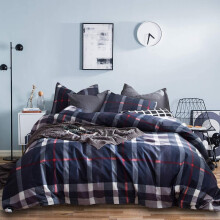 Sada obliecok Houseri Navy Blue Plaid pre chlapcov a dievcat    s kockovanou postelnou bieliznou, sada obliecok Buffalo Checkered pre dvojl   ko, mr