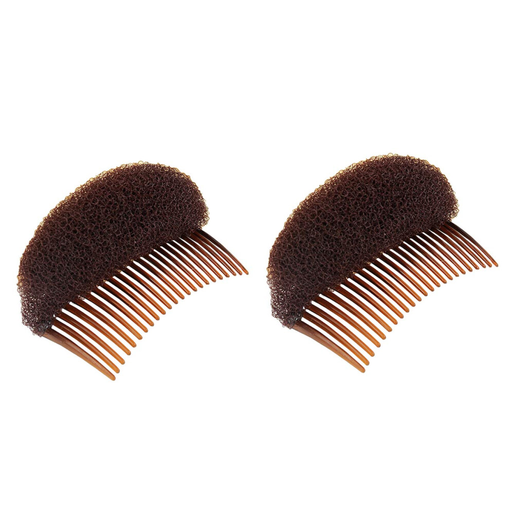 Naramax 2Pcs Hair Clip With Sponge Base Inserts Bump It Up Pads Bun Maker Styling Accessories Charming Comb Braid Tool (Brown)