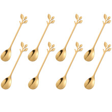 Gold Plated Stainless Steel Mini Coffee Espresso Spoon  Tableware Flatware Dessert Teaspoons Small Soup Spoons Set of 8  4.9 inch Specialty
