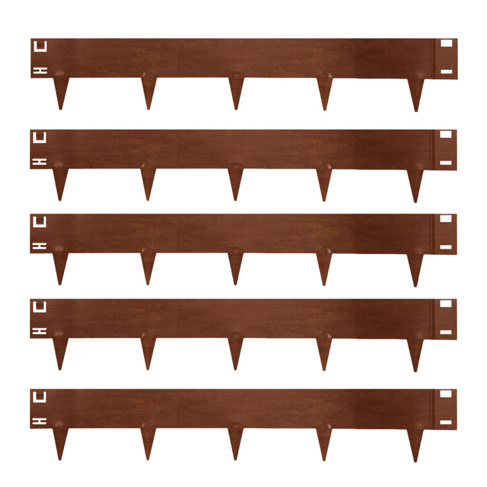 Nicoman (Pre-Rusted) Metal Lawn Edging Garden Border - 5 Pieces