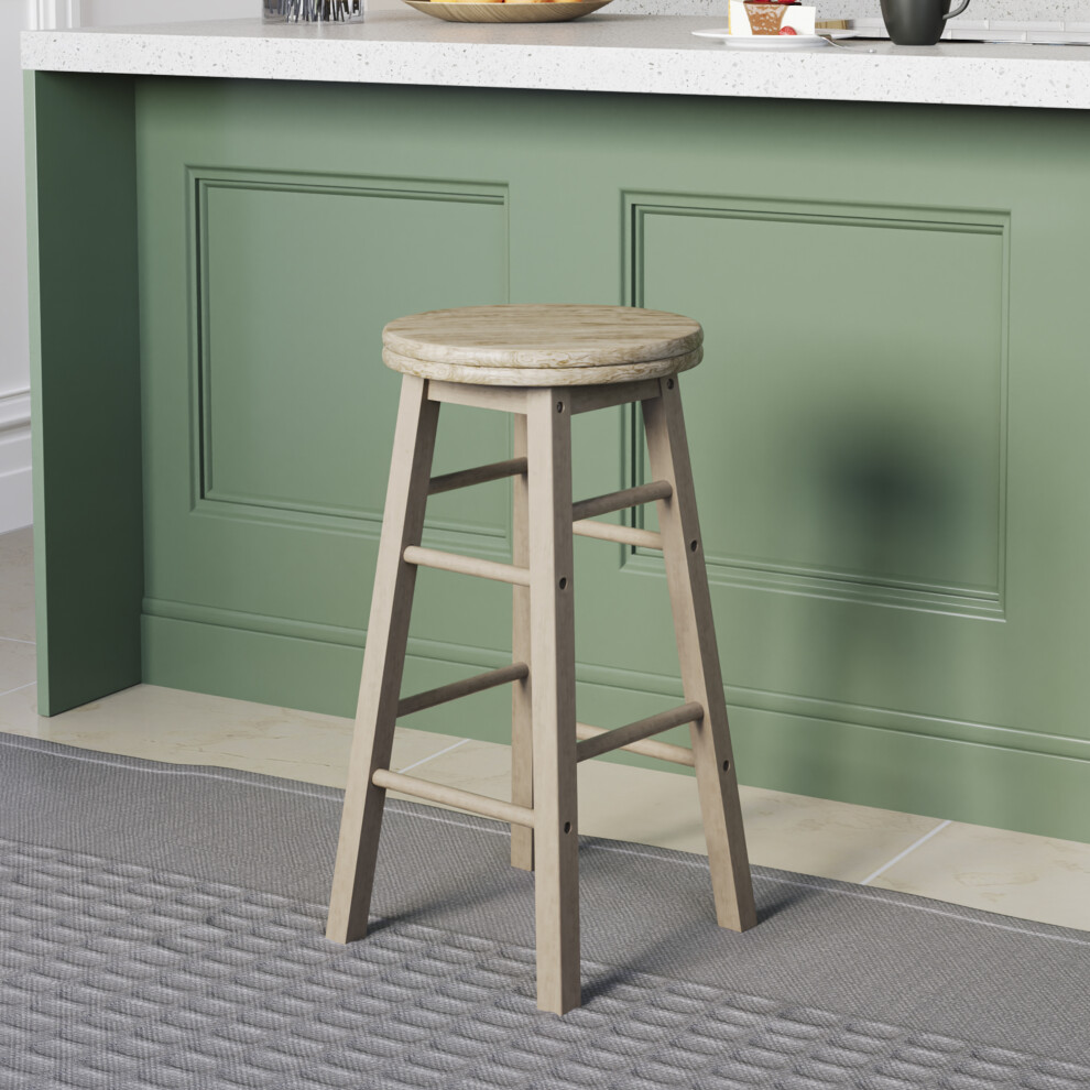 (Pine) Wooden Revolving Swivel Dining Kitchen Bar Stool