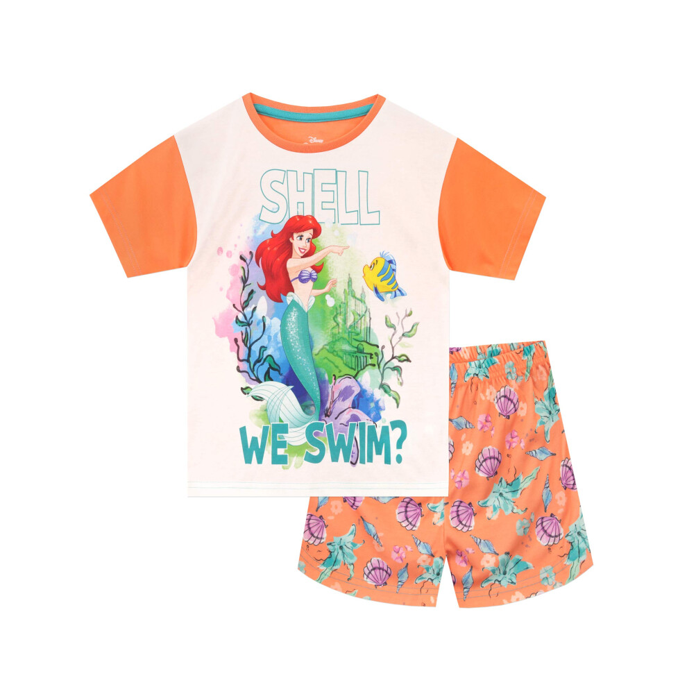 Disney Girls Little Mermaid Pajamas Orange Size 10