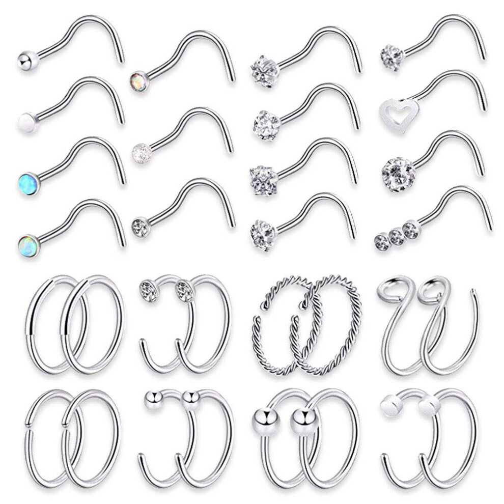 Vite Per Naso In Acciaio Chirurgico Argentato 20G, Perno Per Naso, Anelli Per Naso, Cerchi, Naso H