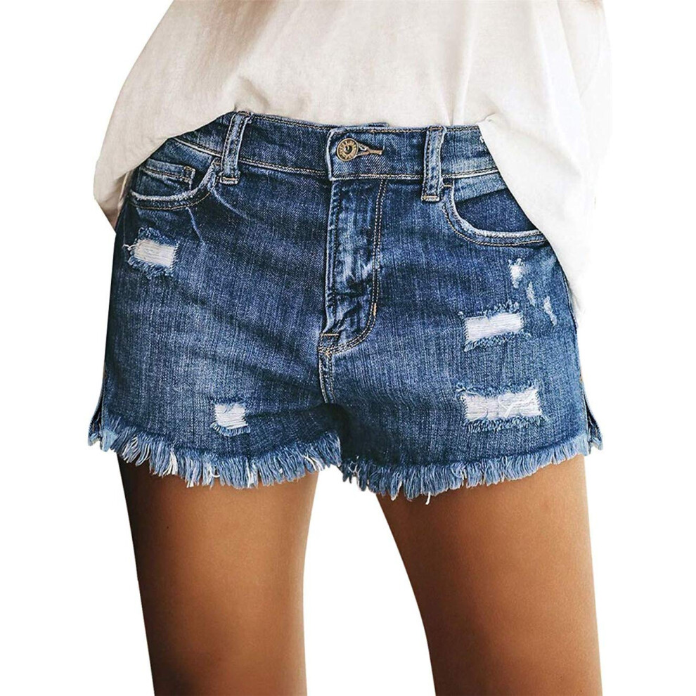 Short en jean Boyfriend MODARANI pour femme Short en jean effiloch    vieilli