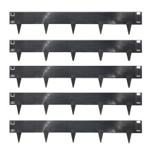(Anthracite Grey) Metal Lawn Edging Garden Border - 5 Pieces