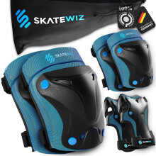 Almofadas de cotovelo de skatewiz para mulheres - joelho e cotovelo blocos adultos - proteger -1 - tamanho m em azul - skateboard almofadas de sk