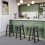 (Black) Wooden Revolving Swivel Dining Kitchen Bar Stool 6