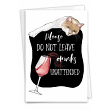 NobleWorks 1 lustige Tier-Geburtstagskarte mit Umschlag se Karte fr Geburtstage Cat Antics Drinks C3638BBDG