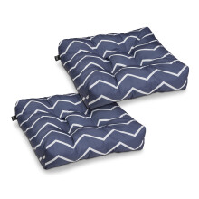 Almofadas de Assento de Patios Quadradas à Prova de Água, 19 x 19 x 5 Polegadas, 2 Peças, Chevron Azul, Almofadas Exteriores