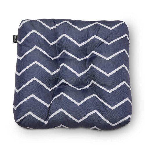 Almofadas de Assento de Patios Quadradas à Prova de Água, 19 x 19 x 5 Polegadas, 2 Peças, Chevron Azul, Almofadas Exteriores 2