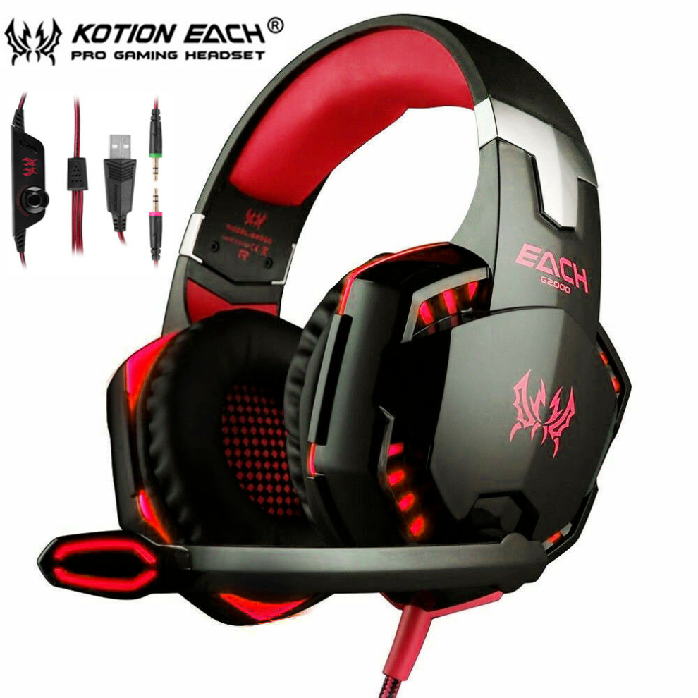 Each 3.5Mm Gaming Headset Mic Led G2000 Headphones For Pc Laptop Ps4 Xbox One 3743366894759