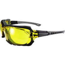 Birdz Brillendichtung, gepolsterte Motorrad-Sport-Sonnenbrille, Grau mit klaren Glsern (Gelb)
