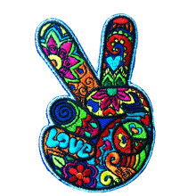 Patchclub Peace and Love Hand Fingers Patch Iron On/Cusut - Patch Patch Patch for Jacket Jeans Quilt Tote Bag