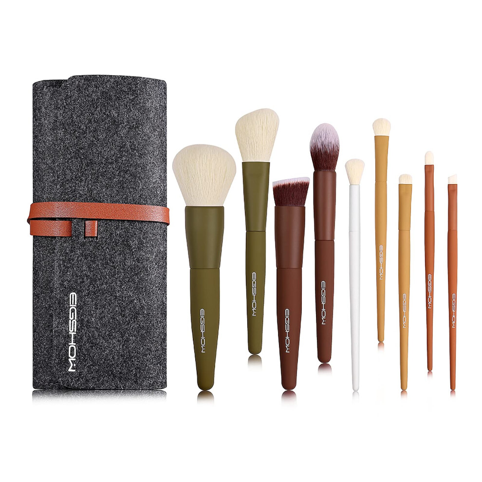 Eigshow Makeup Brushes, 5 Colors Essential Kabuki Makeup Brush Set With Ultra-Soft Synthetic Fibers For Powder Blush Concealers Contouring Highlighti