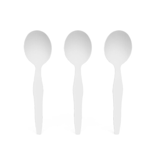 Perk Plastic Soup Spoon Heavy-Weight White 1