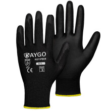 Gants de travail de securite kaygo PU revetu de 60 paires kg11pb gant en tricot transparent avec une poignee lisse enduite de polyurethane sur la