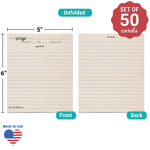 321Done Pieghevole Ricetta Schede (Set da 50) Rustic Kraft Tan Dal Ki 1